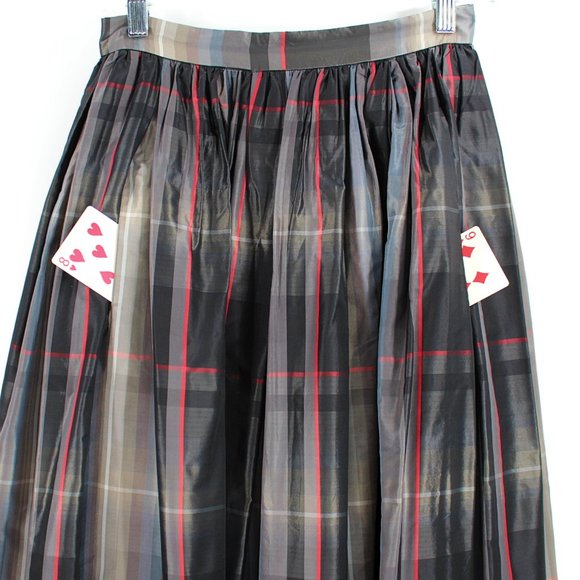 Vintage Silk Blend Plaid Ball Skirt Full Pleated Long Midi Maxi Ellen Tracy - Picture 8 of 9